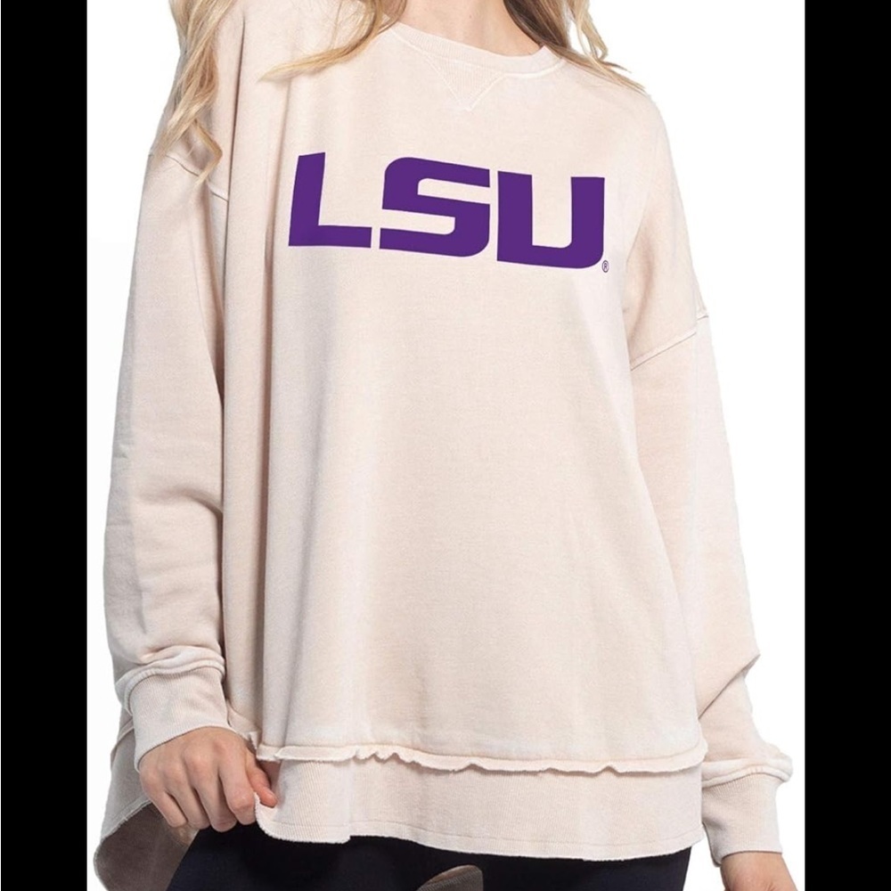 Gently worn Chicka-d LSU Tigers Classic Oversized Burnout Pullover Sweatshirt S